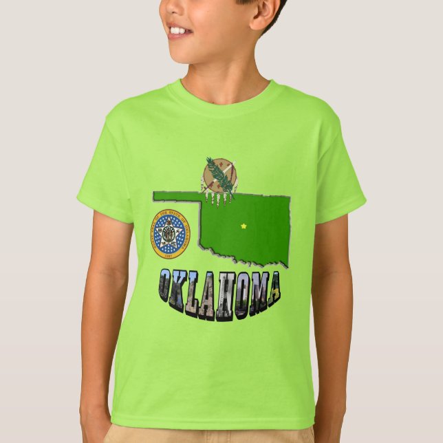 T-shirt Plan de l'Oklahoma - Plan, sceau et texte de l'ima (Devant)