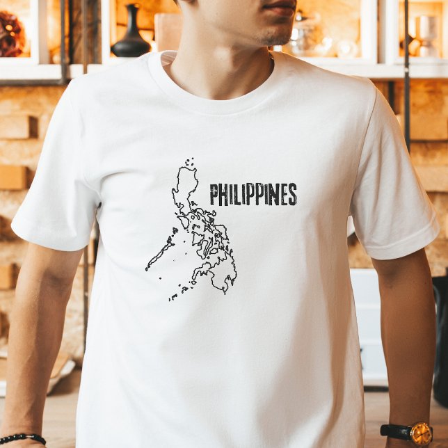 T-shirt Plan de pays des Philippines Limite frontière (Créateur téléchargé)