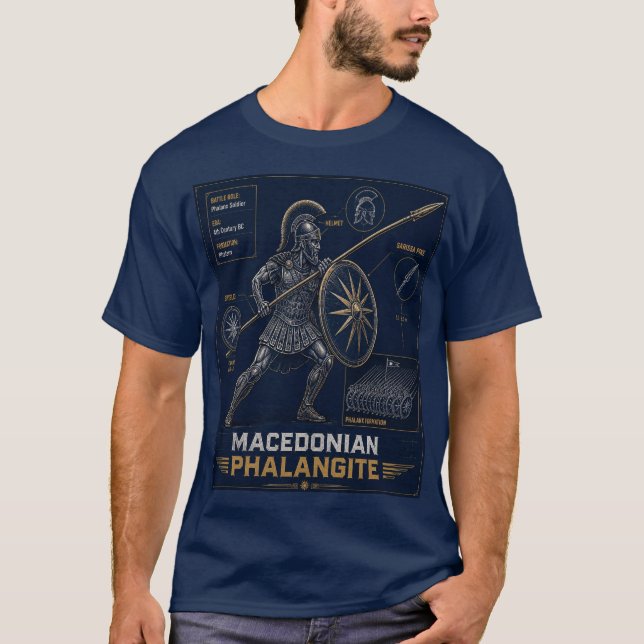 T-shirt Plan de Phalangite Macédonien (Devant)