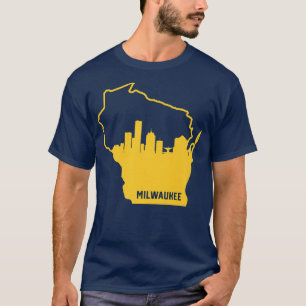 T-shirt Plan d'état du Wisconsin Jaune cool Milwaukee City