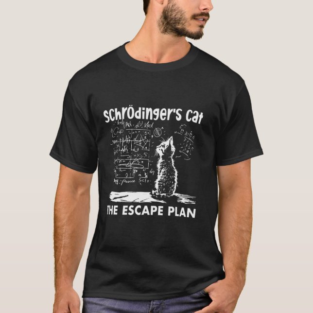 T-shirt Plan d'évasion de chat de Schrödinger Drôle de sci (Devant)