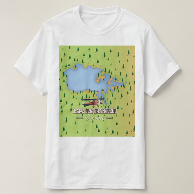 T-shirt Plan du lac Der-Chantecoq, France (Design devant)