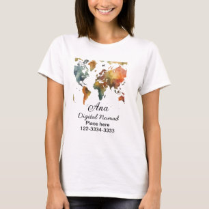 T-shirt Plan du monde ajouter votre nom texte place téléph
