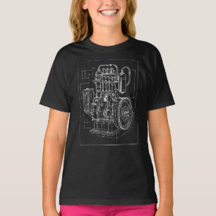 T-shirt Plan d'un moteur industriel rétro
