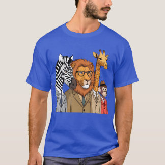 T-shirt plan moyen d'animaux de dessin animé drôles rétro
