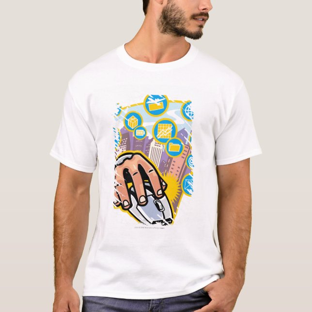 T-shirt Plan rapproché de main sur la souris d'ordinateur (Devant)
