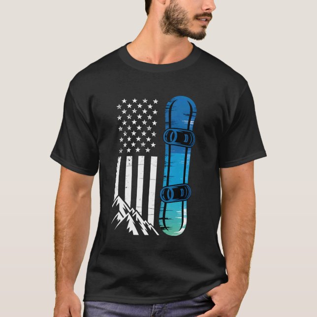 T-shirt Planche à neige Drapeau États-Unis Snowboard Drape (Devant)