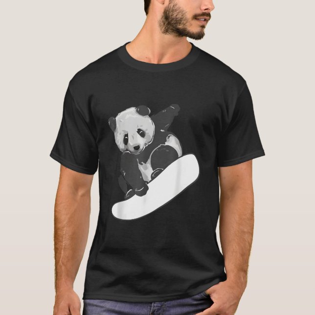 T-shirt Planche à neige Panda de snowboard (Devant)