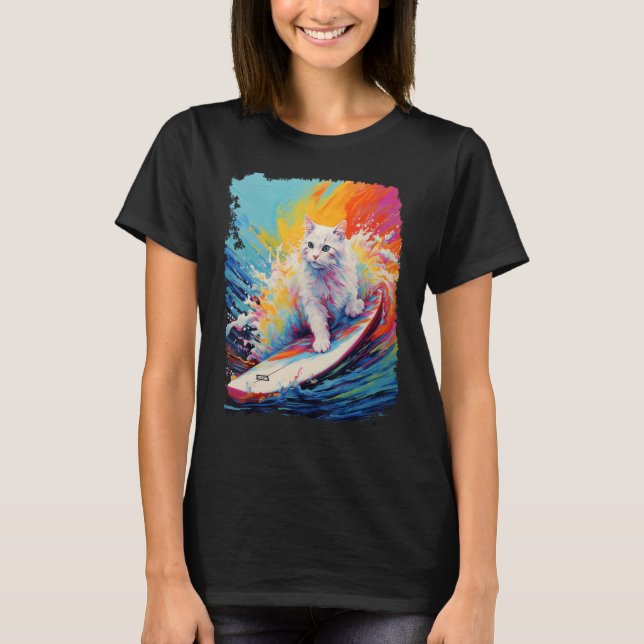 T-shirt Planche à paddle chat blanc (Devant)