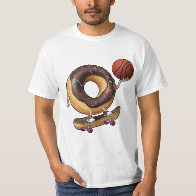 T-shirt Planche à roulettes cool avec basket-ball (Devant)