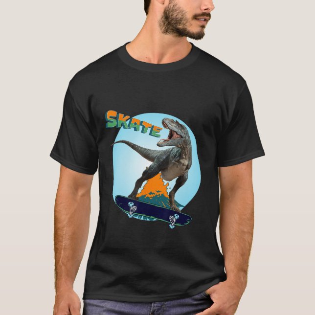 T-shirt Planche à roulettes dinosaure T Rex pour garçons c (Devant)
