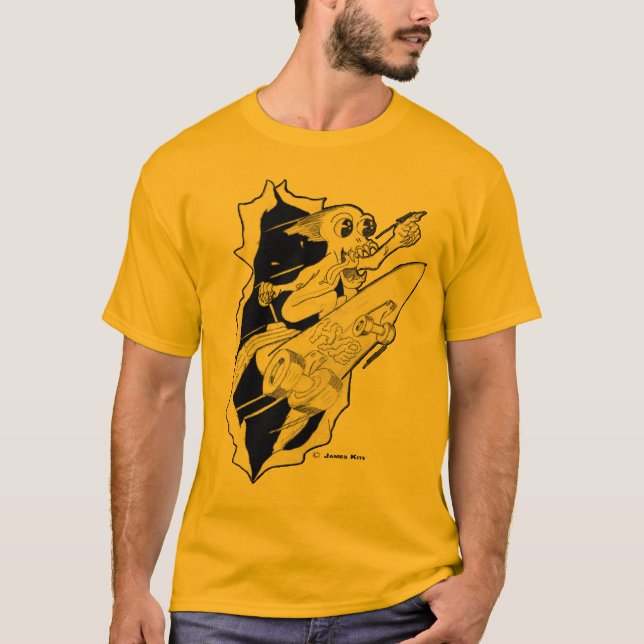 T-shirt Planche à roulettes propulsée par fusée (Devant)