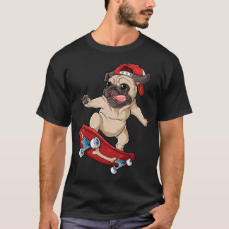 T-shirt Planche à roulettes Pug T Chien Chiot Drôle Skateu