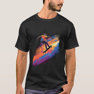 T-shirt Planche à roulettes Skateboardeur Demi-lune Saut S