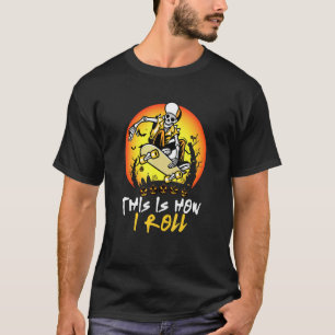 T-shirt Planche à roulettes squelette Halloween Hommes Fem