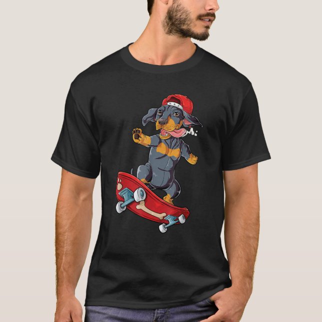 T-shirt Planche à roulettes teckel  Planche à roulettes dr (Devant)