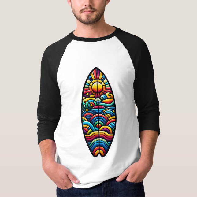 T-shirt Planche de surf colorée (Devant)