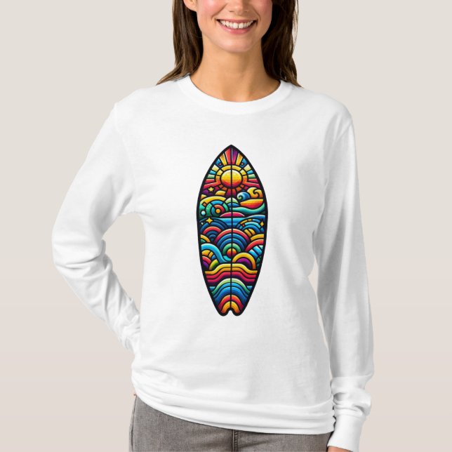 T-shirt Planche de surf colorée (Devant)