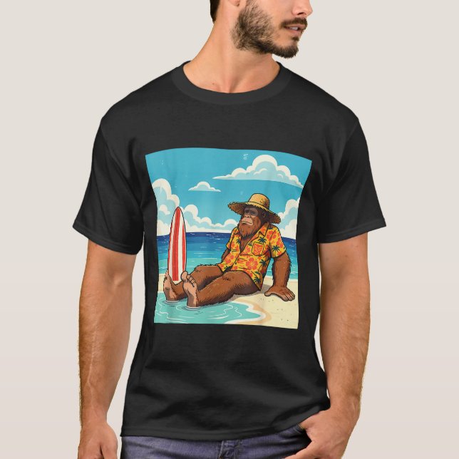 T-shirt planche de surf de plage Bigfoot  (Devant)