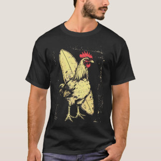 T-shirt Planche de surf de poulet Coq surfant Vintage