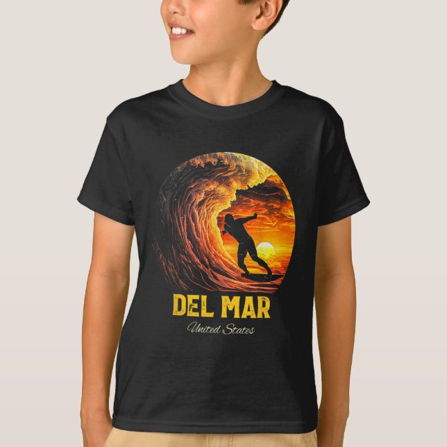T-shirt Planche de surf de surf de Del Mar États-Unis (Devant)