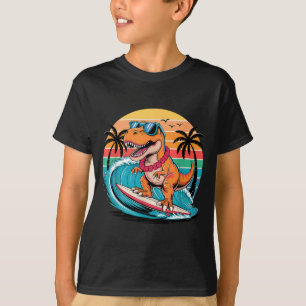 T-shirt Planche de surf dinosaure drôle plage été surfant