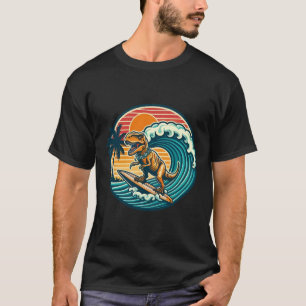 T-shirt Planche de surf dinosaure drôle Plage Été Surfant 