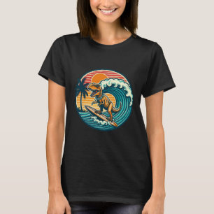 T-shirt Planche de surf dinosaure drôle Plage Été Surfant
