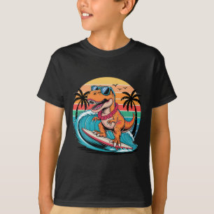 T-shirt Planche de surf dinosaure drôle plage été surfant