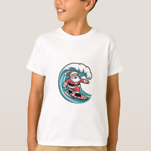 T-shirt Planche de surf drôle de Noël Santa surfant