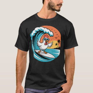 T-shirt Planche de surf Funny Chicken Plage Été Surf
