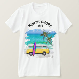 T-shirt Planche de surf vintage jaune North Shore Oahu