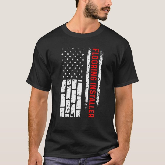 T-shirt Plancher Installer Entrepreneur USA Drapeau Planch (Devant)