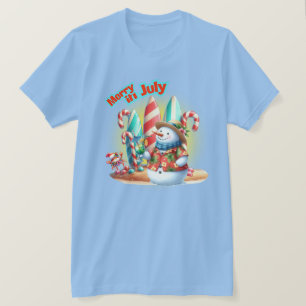 T-shirt Planches de surf bonhomme de neige drôle de juille