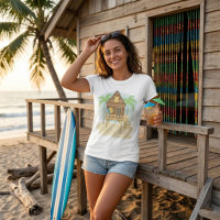 Planches de surf et palmiers de la cabane de plage