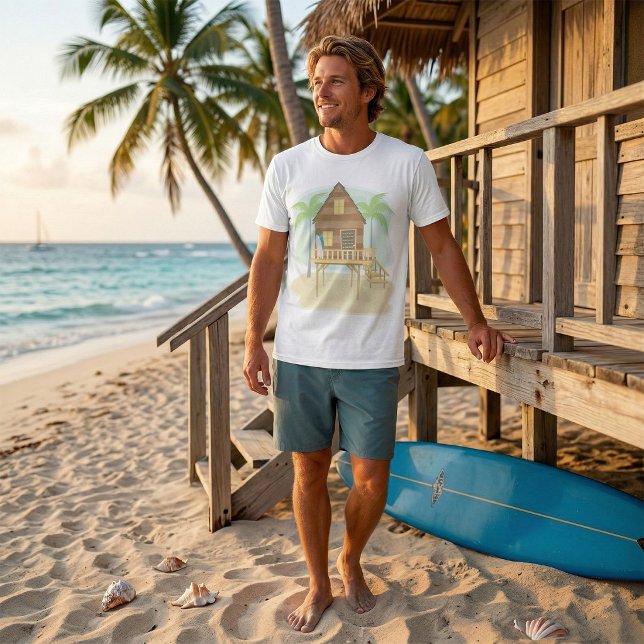 T-shirt Planches de surf et palmiers de la cabane de plage (Créateur téléchargé)