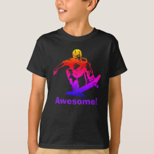 T-shirt Planchiste impressionnant d'arc-en-ciel de garçon