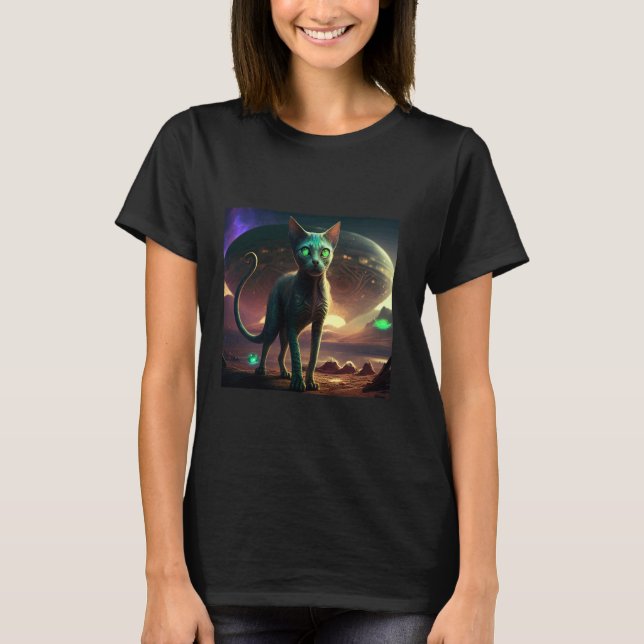 T-shirt Planète de chat extraterrestre (Devant)