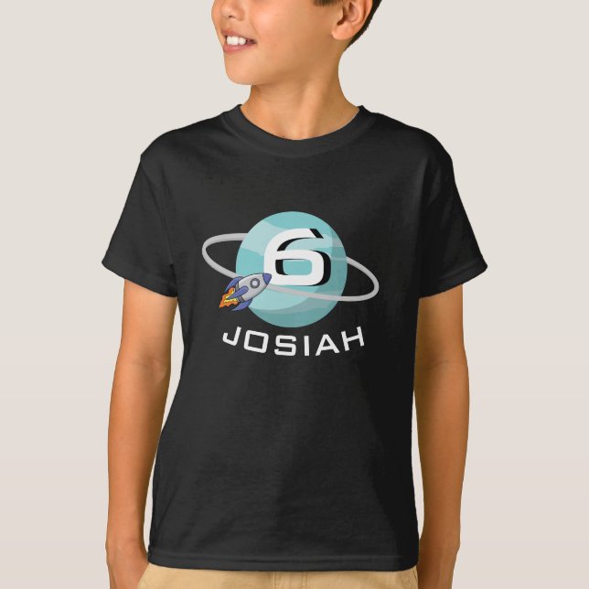 T-shirt Planète et vaisseau spatial, anniversaire (Devant)