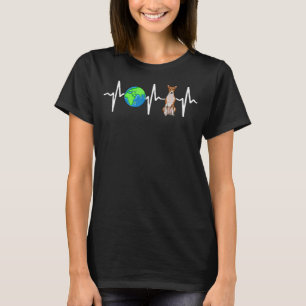T-shirt Planète mondiale Terre Basenji Heartbeat Chien