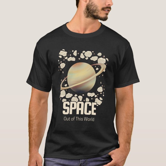 T-shirt Planète Saturne Beige Brown (Devant)