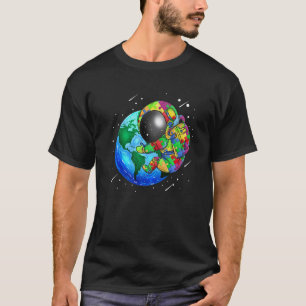 T-shirt Planète Terre Autisme Enfants Puzzle Astronaut Sol