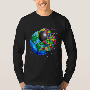 T-shirt Planète Terre Autisme Enfants Puzzle Astronaute Sy