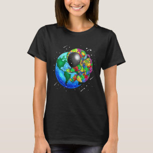 T-shirt Planète Terre Autisme Enfants Puzzle Astronaute Sy