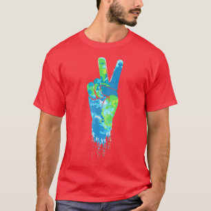 T-shirt Planète Terre Main Signe de Paix Sauver la Planète
