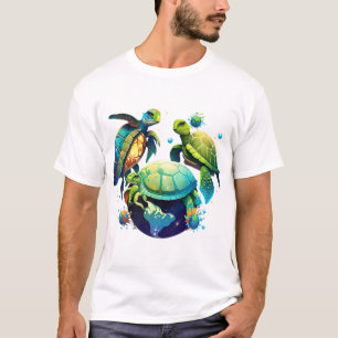 T-shirt Planète Tortue de Mer Journée Mondiale de l'Enviro