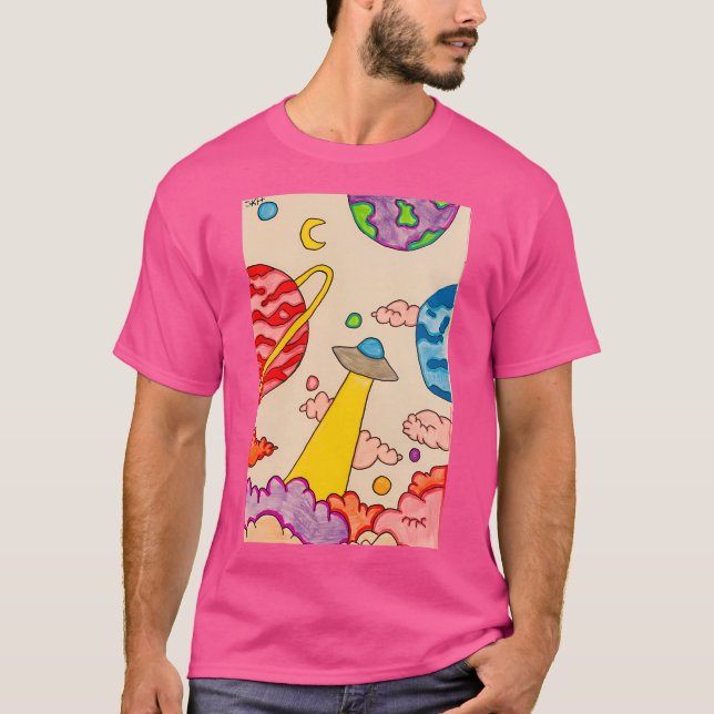 T-shirt Planète Ufo nuages spatiaux (Devant)