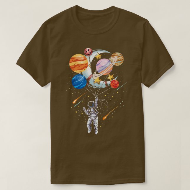 T-shirt Planètes à ballon spatial astronaute (Design devant)