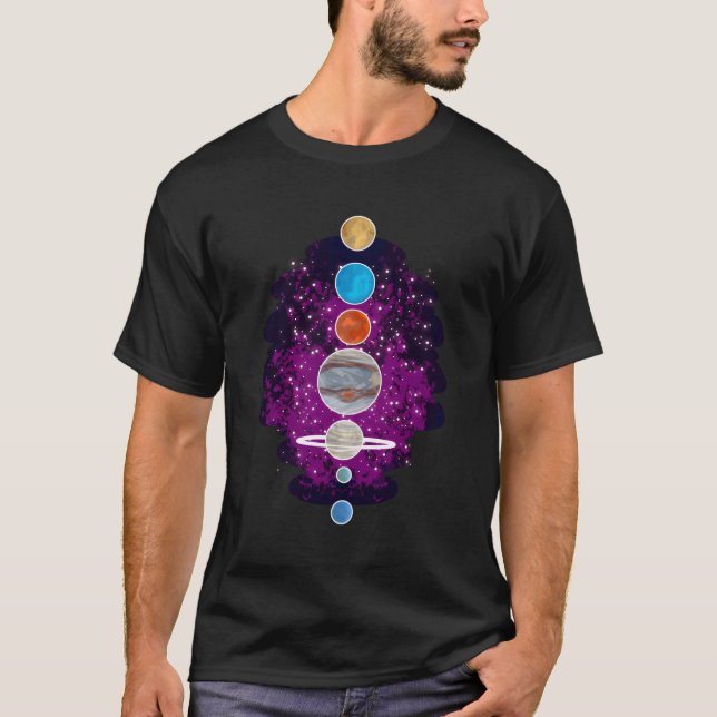 T-shirt Planètes Aligner les corps célestes Galaxie Espace (Devant)