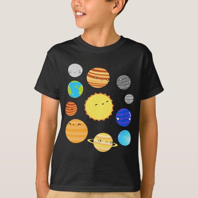 T-shirt Planètes des enfants du système solaire (Devant)